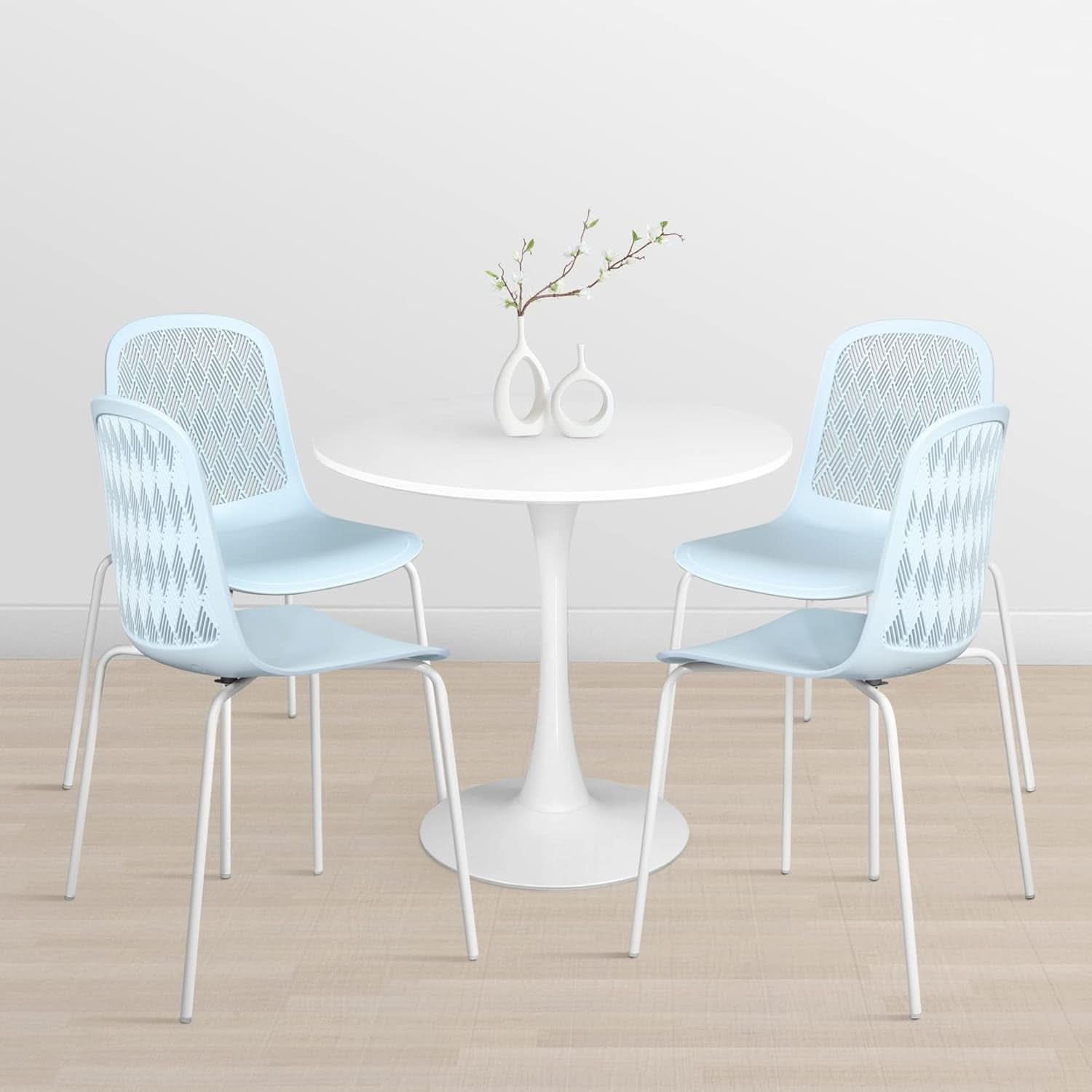Armless Modern Chairs With Metal Legs Set Of 4 For Dining