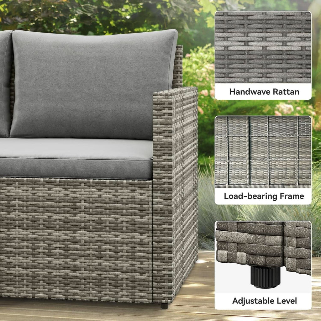 L Shaped Sectional Sofa Set With Lift Top Table Gray