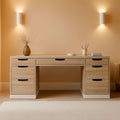 54 Inch Computer Desk With Storage Drawers White Walnut