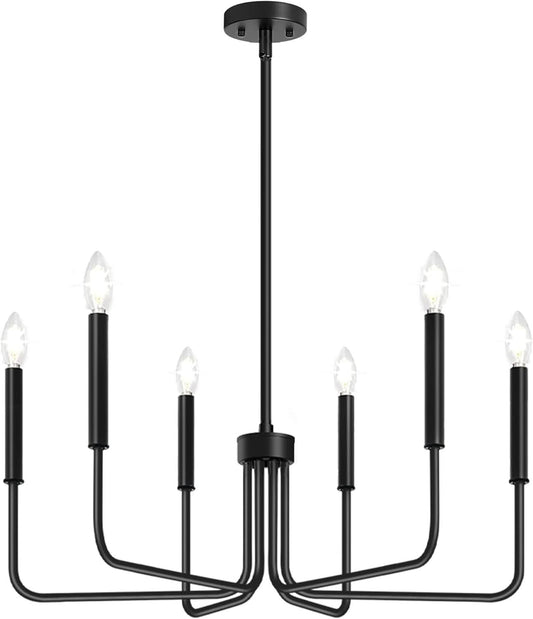 Black Six Light Farmhouse Chandelier For Dining Room