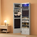 47.2 Inch Tall Lockable Jewelry Cabinet With Mirror Gray