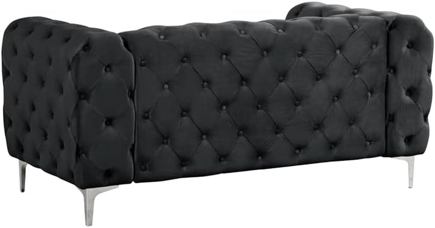 3 Piece Velvet Living Room Set Black Loveseat And Chairs