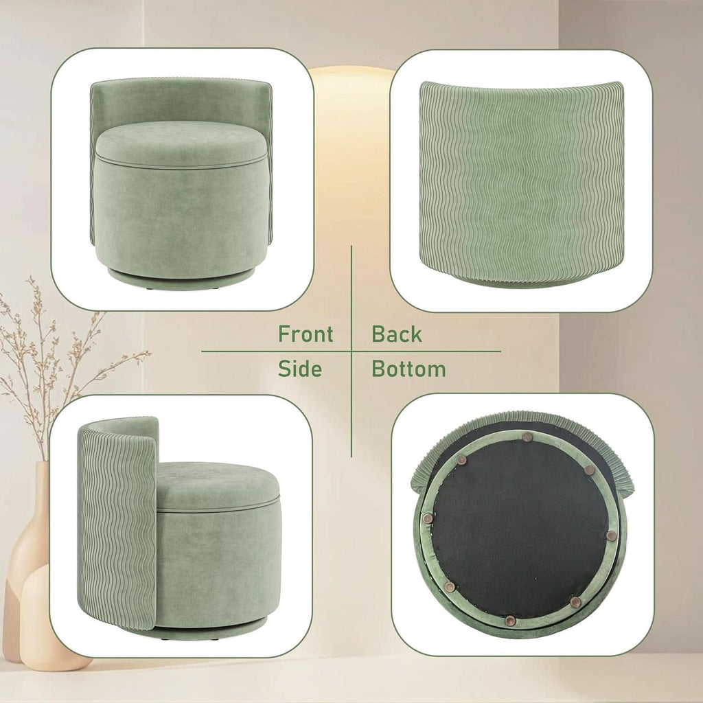 Emerald Velvet Vanity Ottoman With 360DegreeSwivel