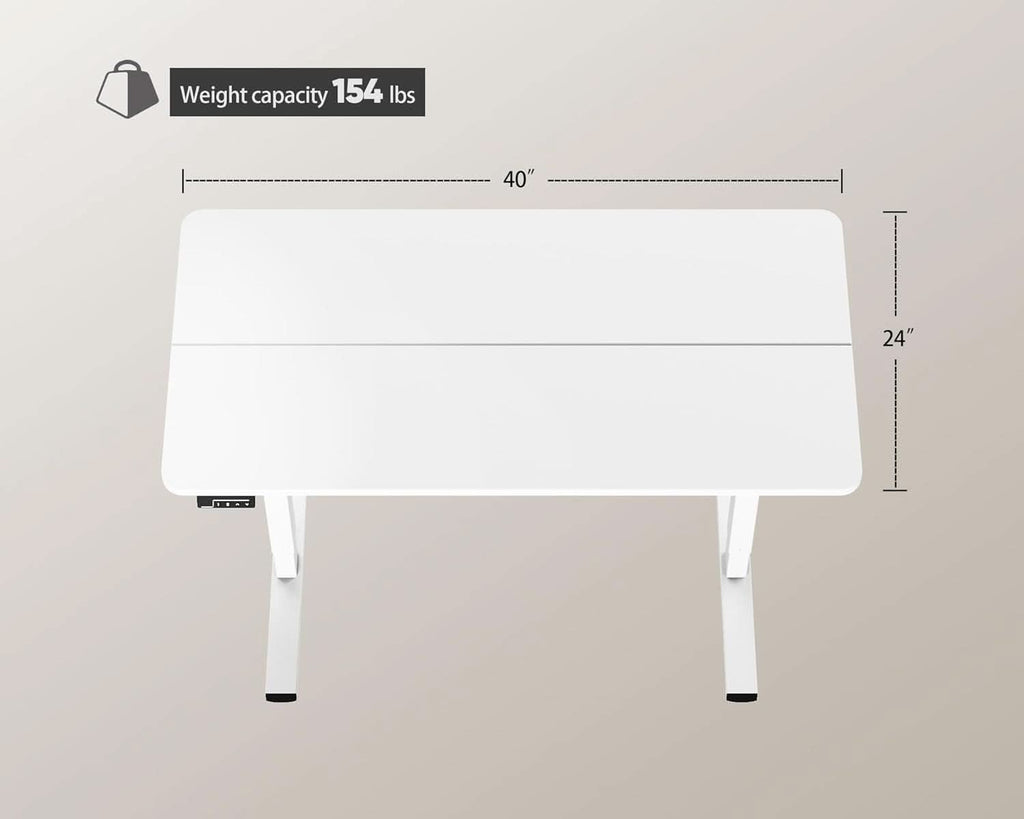 Electric Adjustable Height Standing Desk 40x24 Inches White With Memory Preset