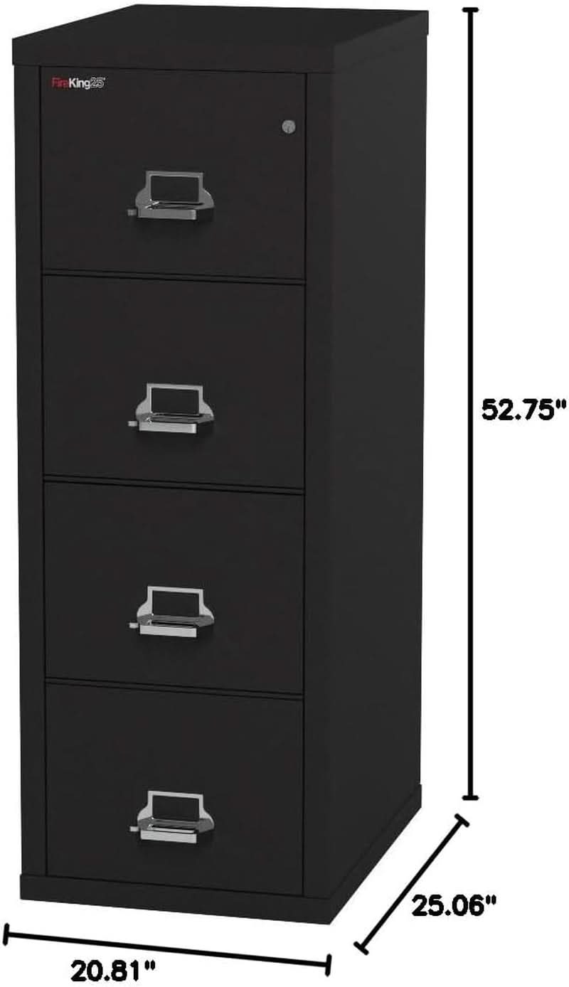 Vertical 4 Drawer File Cabinet 1 Hour Fire Rated Black