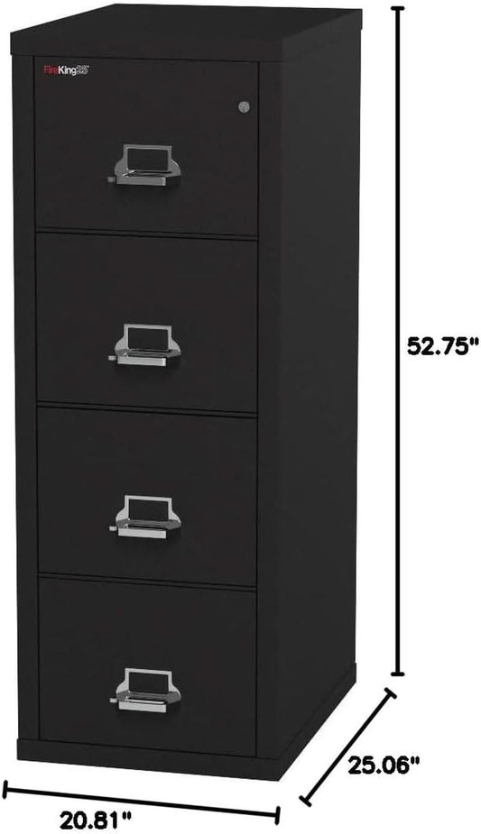 Vertical 4 Drawer File Cabinet 1 Hour Fire Rated Black
