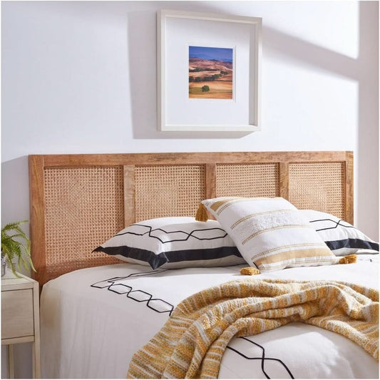 Natural Cane King Headboard with Sturdy Mango Wood