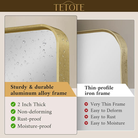 40 By 30 Inch Brushed Brass Bathroom Mirror Wall Mounted