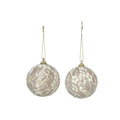 8CM BALL WITH LACE FLOWER ACCENTS (2 PCS)