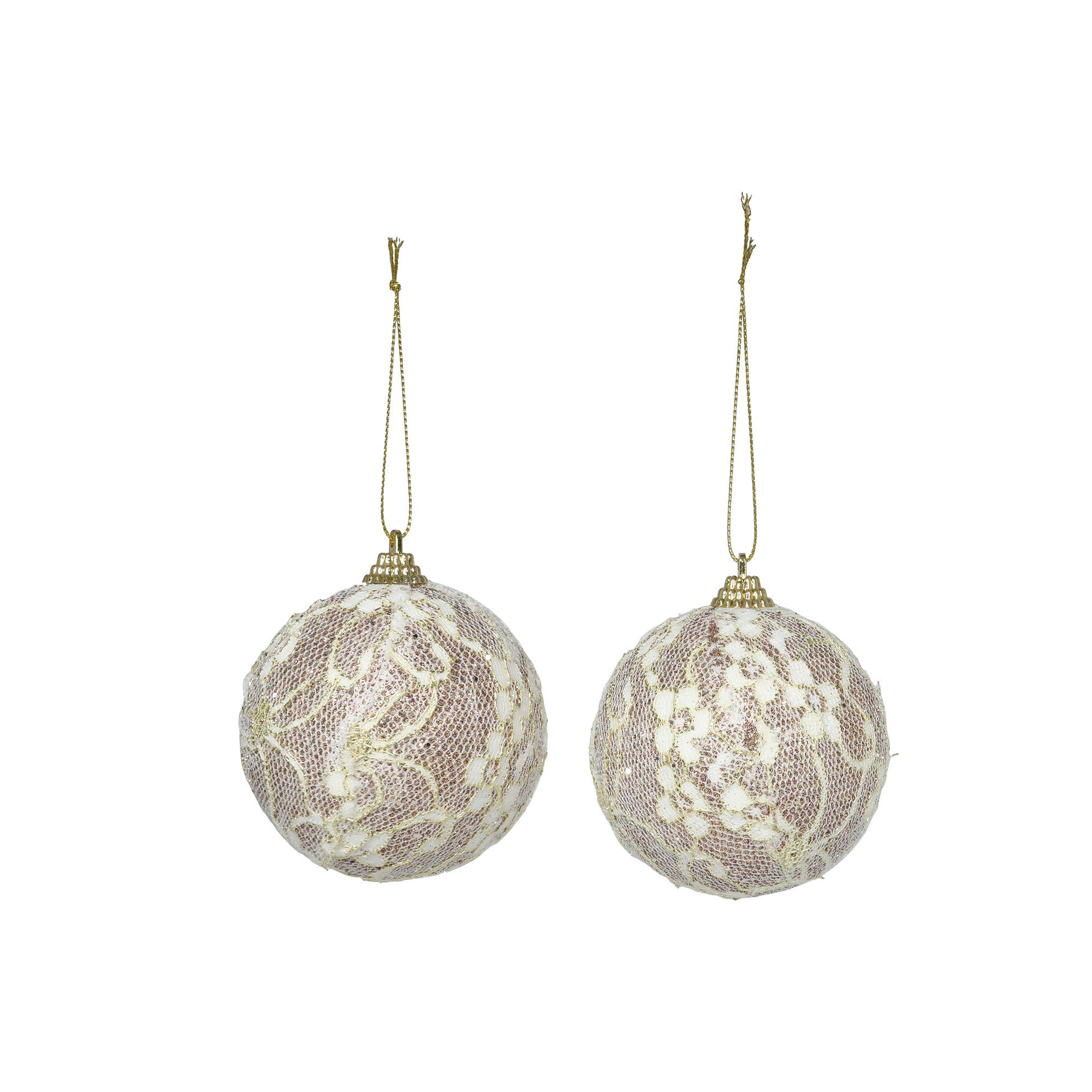8CM BALL WITH LACE FLOWER ACCENTS (2 PCS)