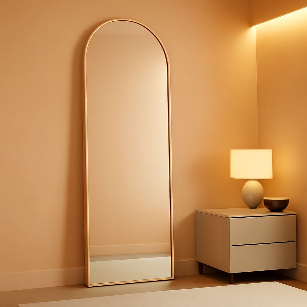 Arched Full Length Mirror 59 Inch By 16 Inch Gold Frame