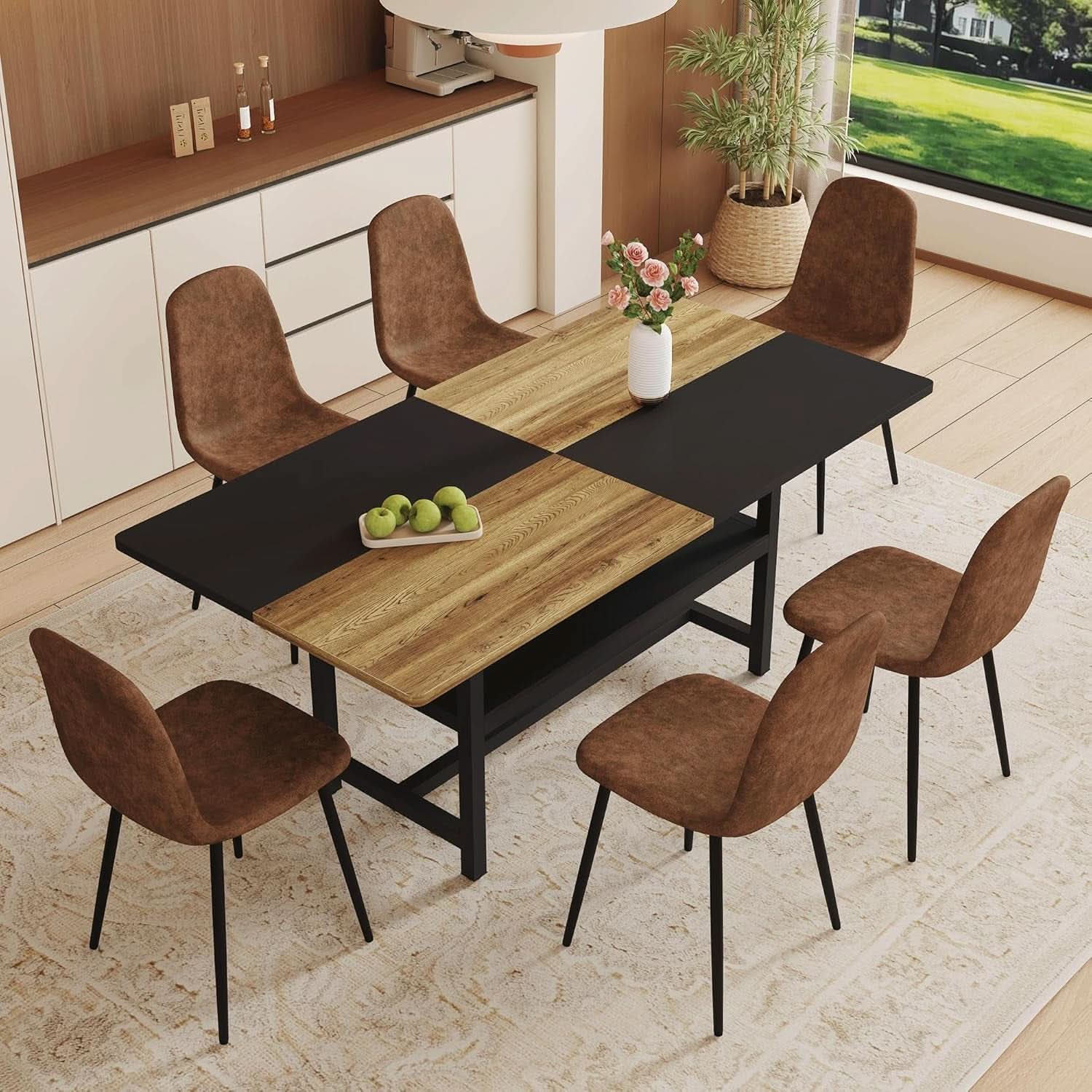 71 Inch Weathered Brown Premium Rustic Dining Table Set