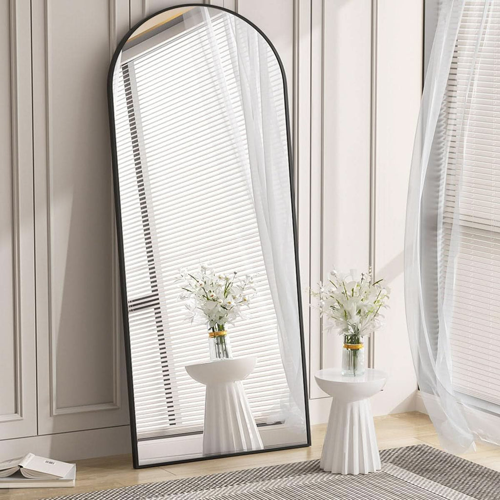30x71 Inch Arched Full Length Mirror Black Aluminum Frame