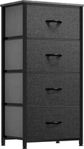4 Drawer Fabric Storage Tower With Wooden Top For Home