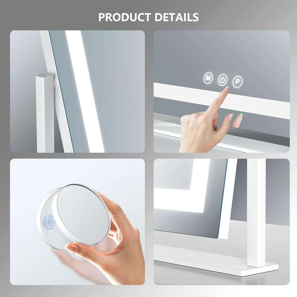 Lighted Makeup Mirror With LED Three Color Lighting Modes