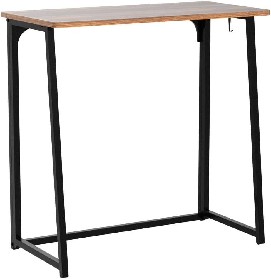 31.5 Inch Folding Computer Desk Space Saving Rustic Walnut