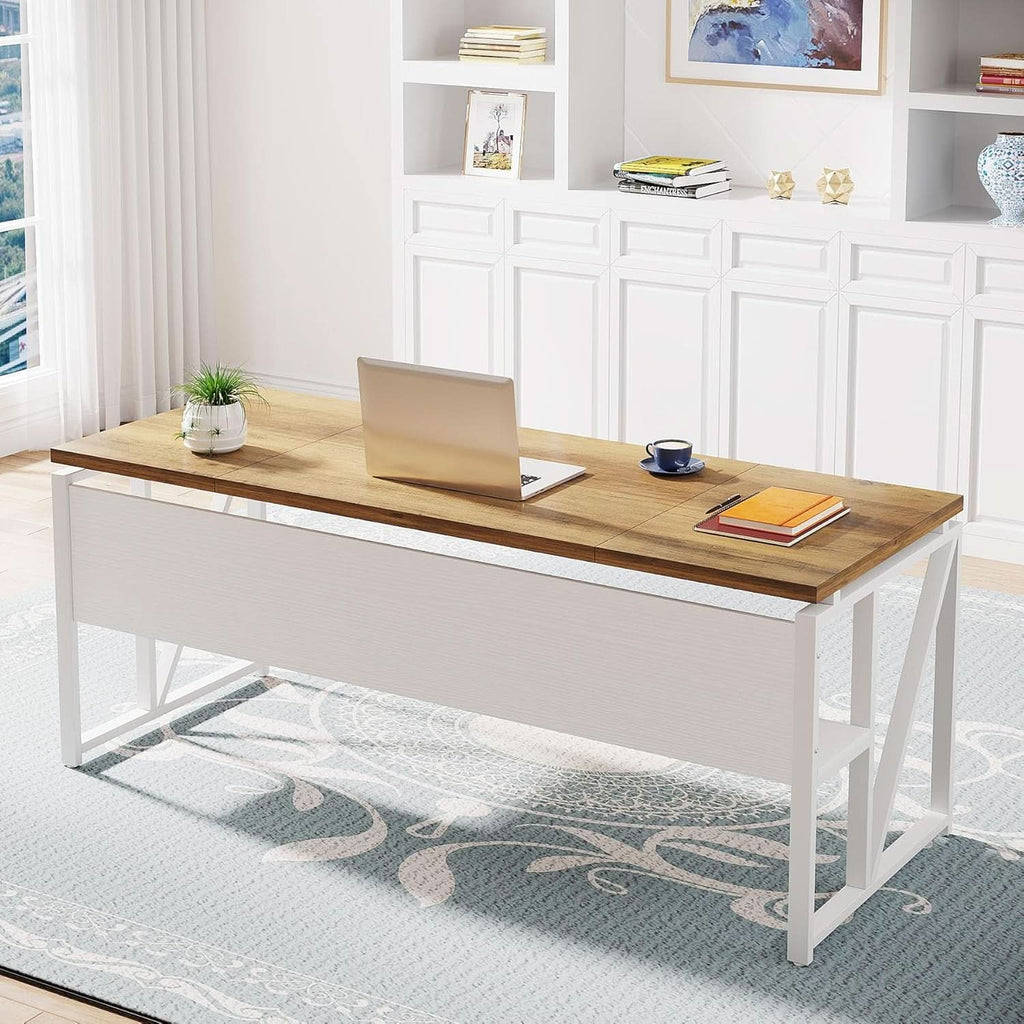 L Shaped Desk Walnut Sixty Three Inch Executive Desk