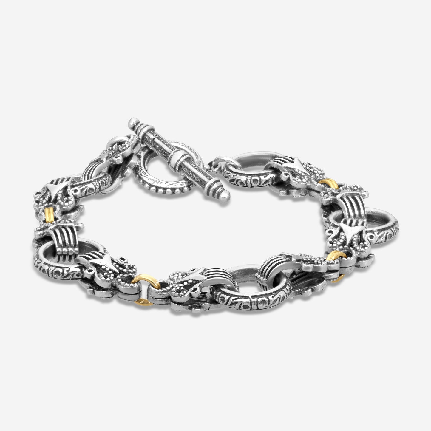 "KONSTANTINO – “Archive” Sterling Silver & 18K Yellow Gold Bracelet – BKJ67-130  Bracelet Length: 7.0 in."