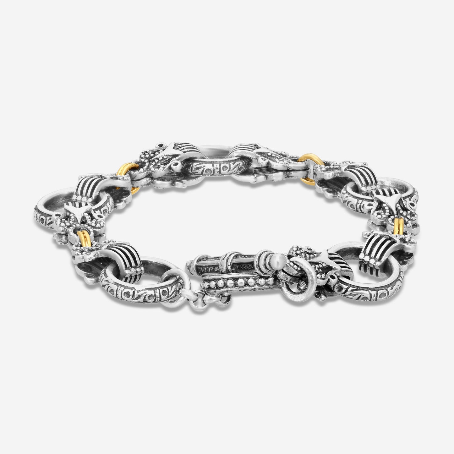 "KONSTANTINO – “Archive” Sterling Silver & 18K Yellow Gold Bracelet – BKJ67-130  Bracelet Length: 7.0 in."