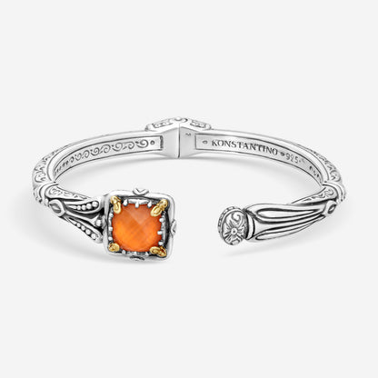 "KONSTANTINO – “Gen K” Sterling Silver & 18K Yellow Gold, Carnelian Doublet Bracelet (CD: 9.50 mm) – BKJ682-547  Bracelet Length: 6.5 in."