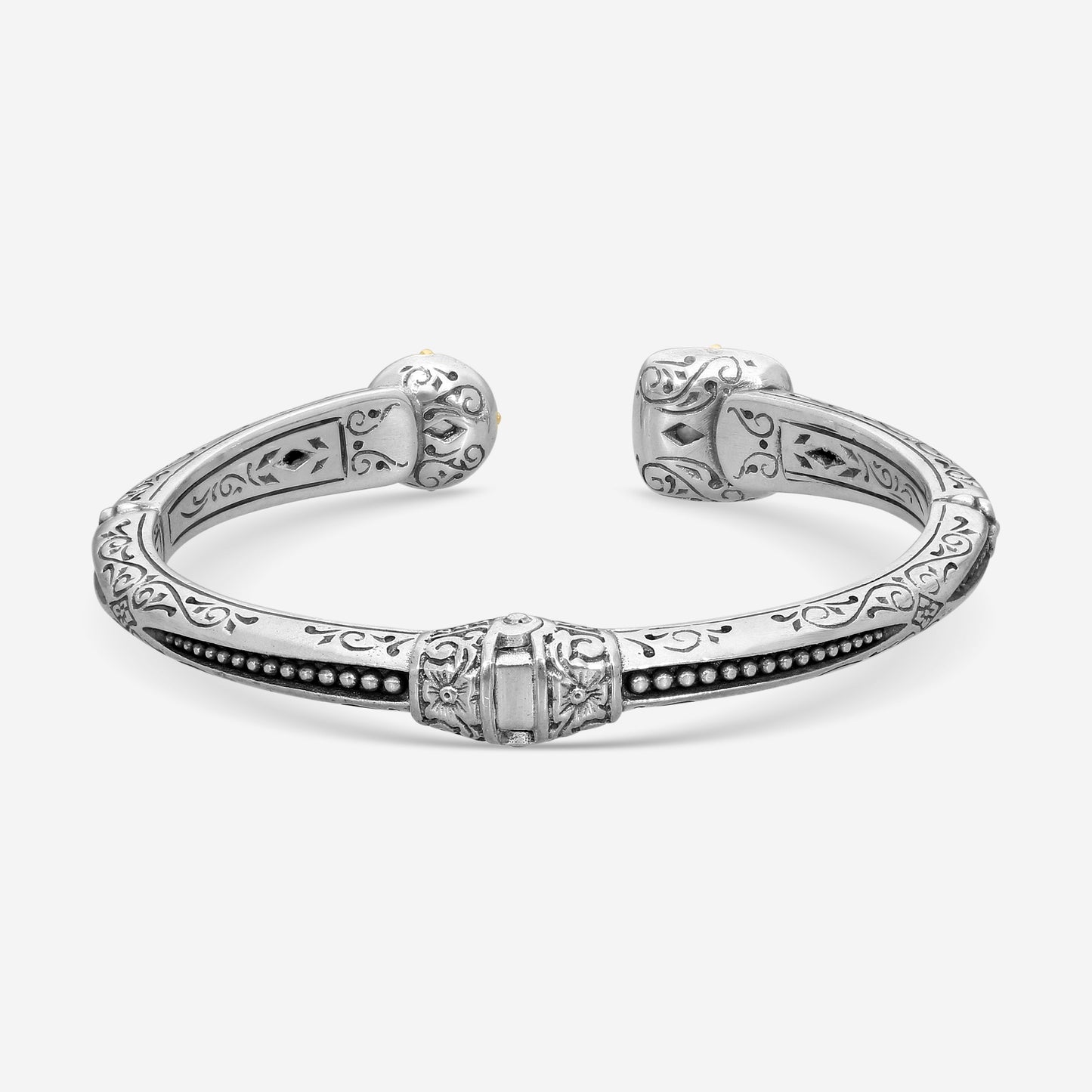 "KONSTANTINO – “Gen K 2” Sterling Silver & 18K Yellow Gold, Mother of Pearl & Mother of Pearl Doublet Bracelet (MOP: 8 mm / MOP: 9 mm) – BKJ730-464  Bracelet Length: 6.5 in."