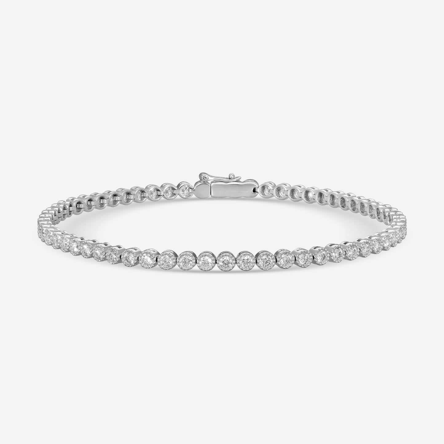 Mémoire - Milgrain 18K White Gold Line Diamond Bracelet CBDD134-18KW