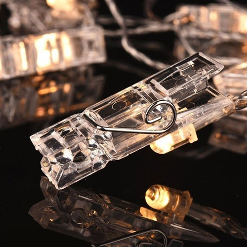 20 LED Large Photo Clip Clear Cable Lights - Plug in