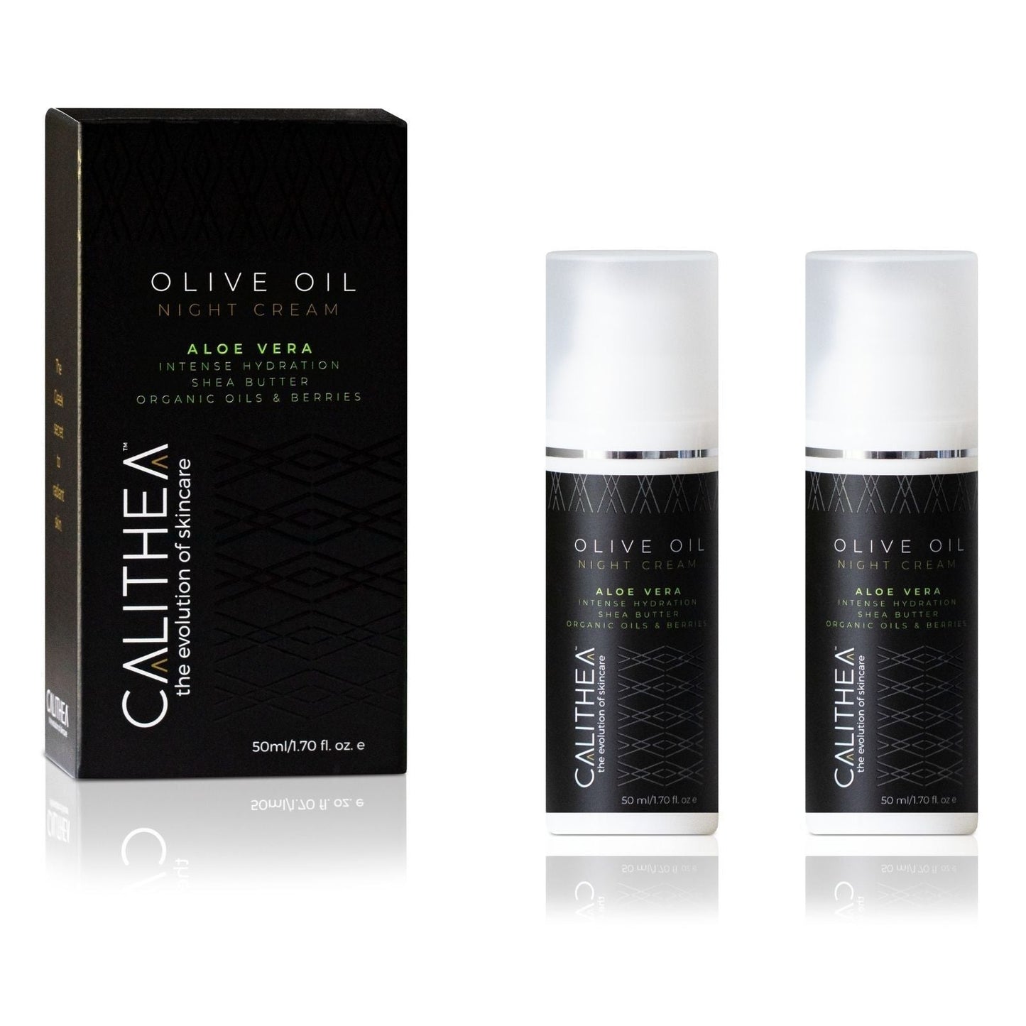 Olive Oil Night Cream with Aloe Vera & Shea Butter: 97% Natural Content - 2 Pack