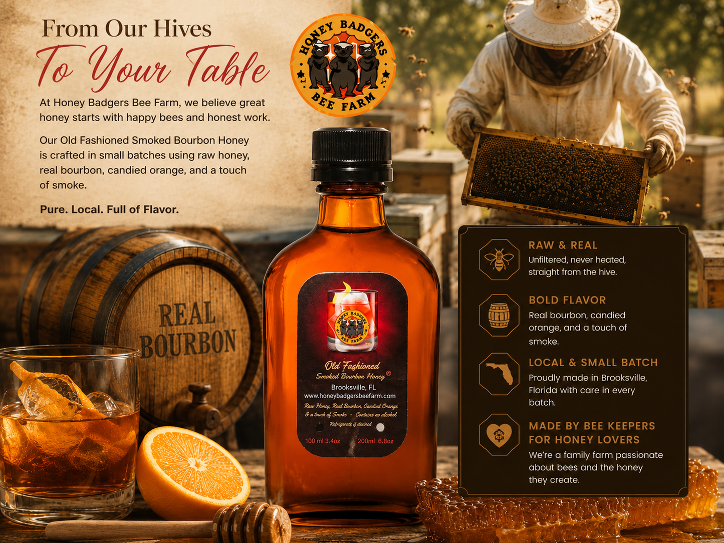 Old Fashion Smoked Bourbon Honey