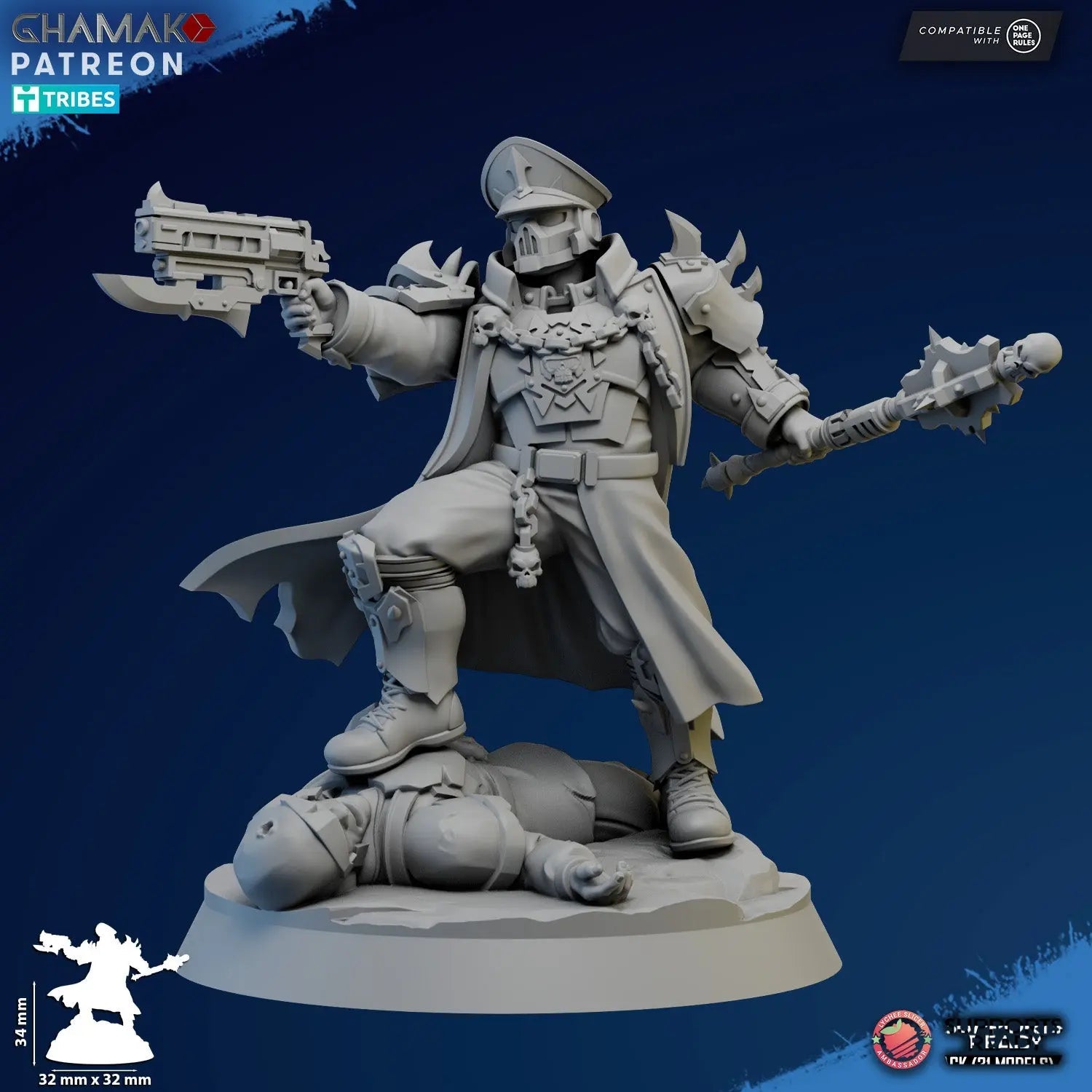 Corrupted Commissar by Ghamak Fantasy 28/32mm Scale Miniature, 34mm tall