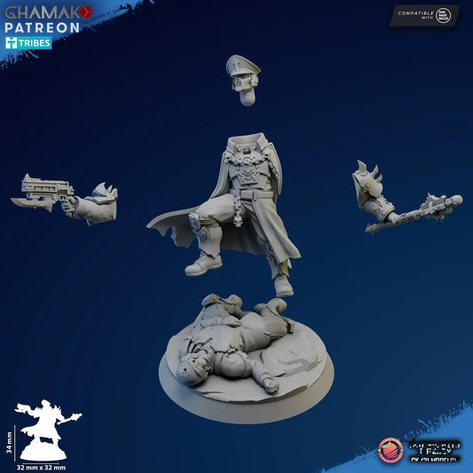 Corrupted Commissar by Ghamak Fantasy 28/32mm Scale Miniature, 34mm tall