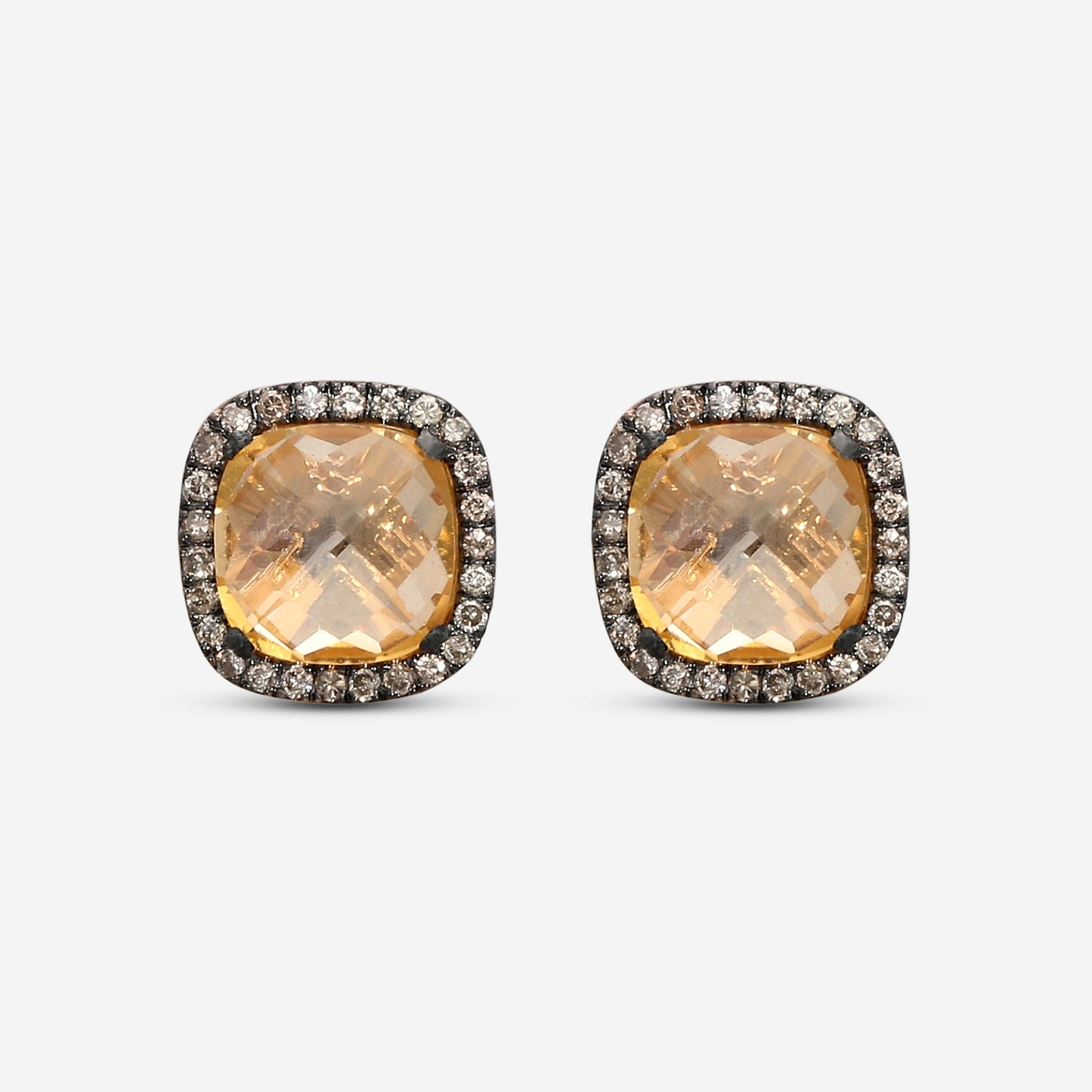 SUZANNE KALAN - 18K Rose Gold, Champagne Topaz and Diamond Stud Earrings (DIA: 0.35 ct. twd.) - DKE242-RGCHT