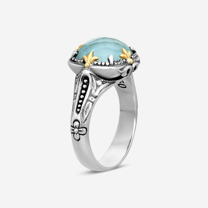 KONSTANTINO – “Gen K 2” Sterling Silver & 18K Yellow Gold, Aquamarine Triplet Ring (AT: 10 mm) – DKJ1005-655 S7

Center (AT): 10 mm
Ring Size: 7.0
Width: 0.19 in.