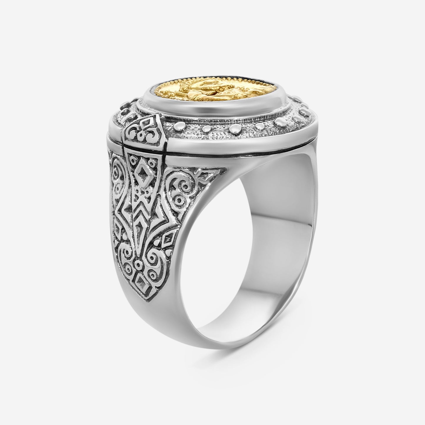 "KONSTANTINO – “Byzantium” Sterling Silver & Bronze Ring – DKJ497-300 S12  Ring Size: 12.0 Width: 0.38 in."