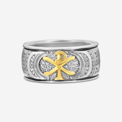 "KONSTANTINO – “Stavros” Sterling Silver & 18K Yellow Gold Ring – DKJ824-130 S11  Ring Size: 11.0 Width: 0.38 in."