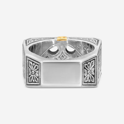 KONSTANTINO – “Stavros” Sterling Silver & 18K Yellow Gold Ring – DKJ833-130 S10

Ring Size: 10.0
Width: 0.38 in.