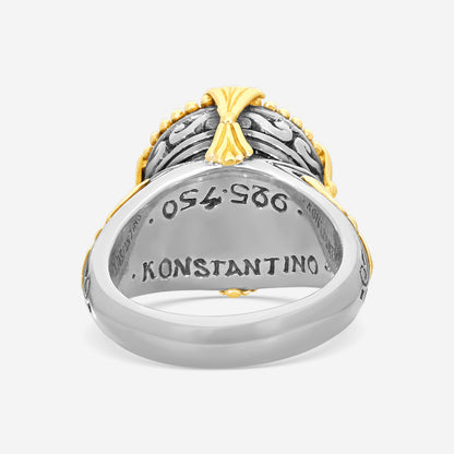 "KONSTANTINO – “Thalia” Sterling Silver & 18K Yellow Gold, Cultured Pearl Ring (PRL: 12 mm) – DKJ851-122 S7  Center (PRL): 12 mm Ring Size: 7.0 Width: 0.25 in."