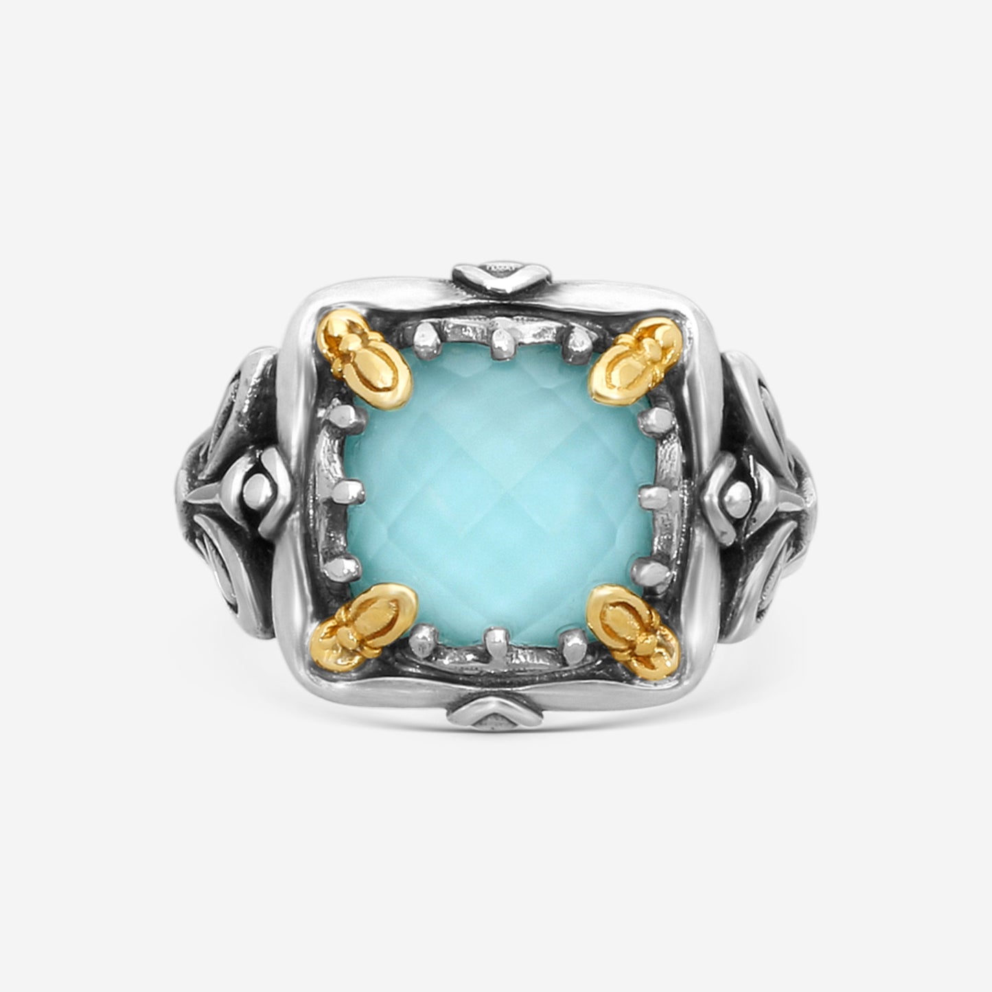 KONSTANTINO – “Gen K” Sterling Silver & 18K Yellow Gold, Turquoise Ring (ONX: 9.50 mm) – DKJ936-137 S6Center (ONX): 9.50 mmRing Size: 6.0Width: 0.19 in.