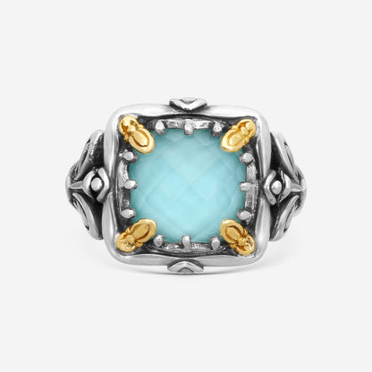 KONSTANTINO – “Gen K” Sterling Silver & 18K Yellow Gold, Turquoise Ring (ONX: 9.50 mm) – DKJ936-137 S6Center (ONX): 9.50 mmRing Size: 6.0Width: 0.19 in.