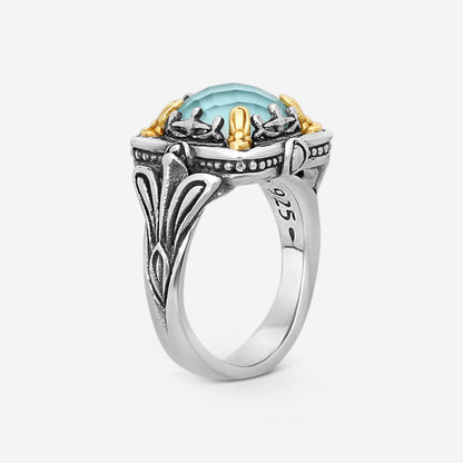 KONSTANTINO – “Gen K” Sterling Silver & 18K Yellow Gold, Turquoise Ring (ONX: 9.50 mm) – DKJ936-137 S6Center (ONX): 9.50 mmRing Size: 6.0Width: 0.19 in.