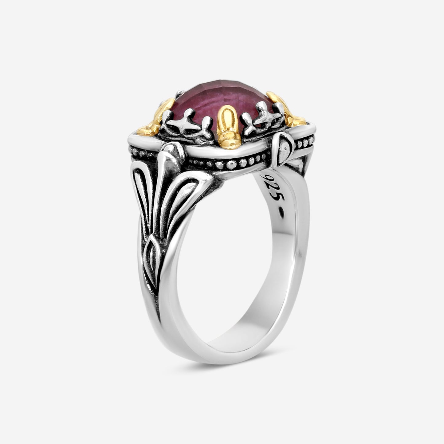 KONSTANTINO – “Gen K” Sterling Silver & 18K Yellow Gold, Ruby Doublet Ring (RD: 9.50 mm) – DKJ936-546 S7

Center (RD): 9.50 mm
Ring Size: 7.0
Width: 0.19 in.