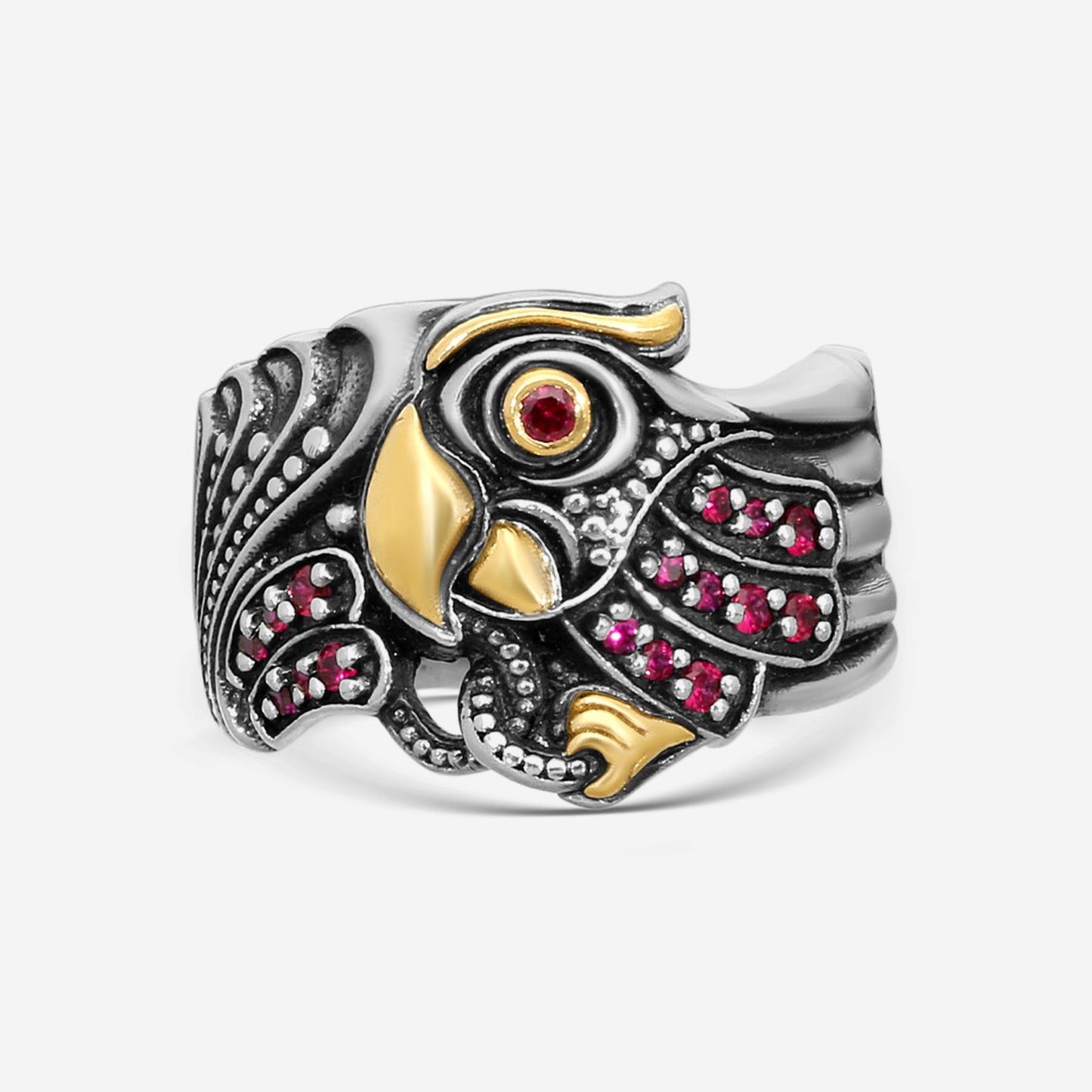 "KONSTANTINO – “Paradise” Sterling Silver & 18K Yellow Gold, Corundum Ring (COR: 1.50 mm x 16 stones) – DKJ944-545 S7  Ring Size: 7.0 Width: 0.38 in."