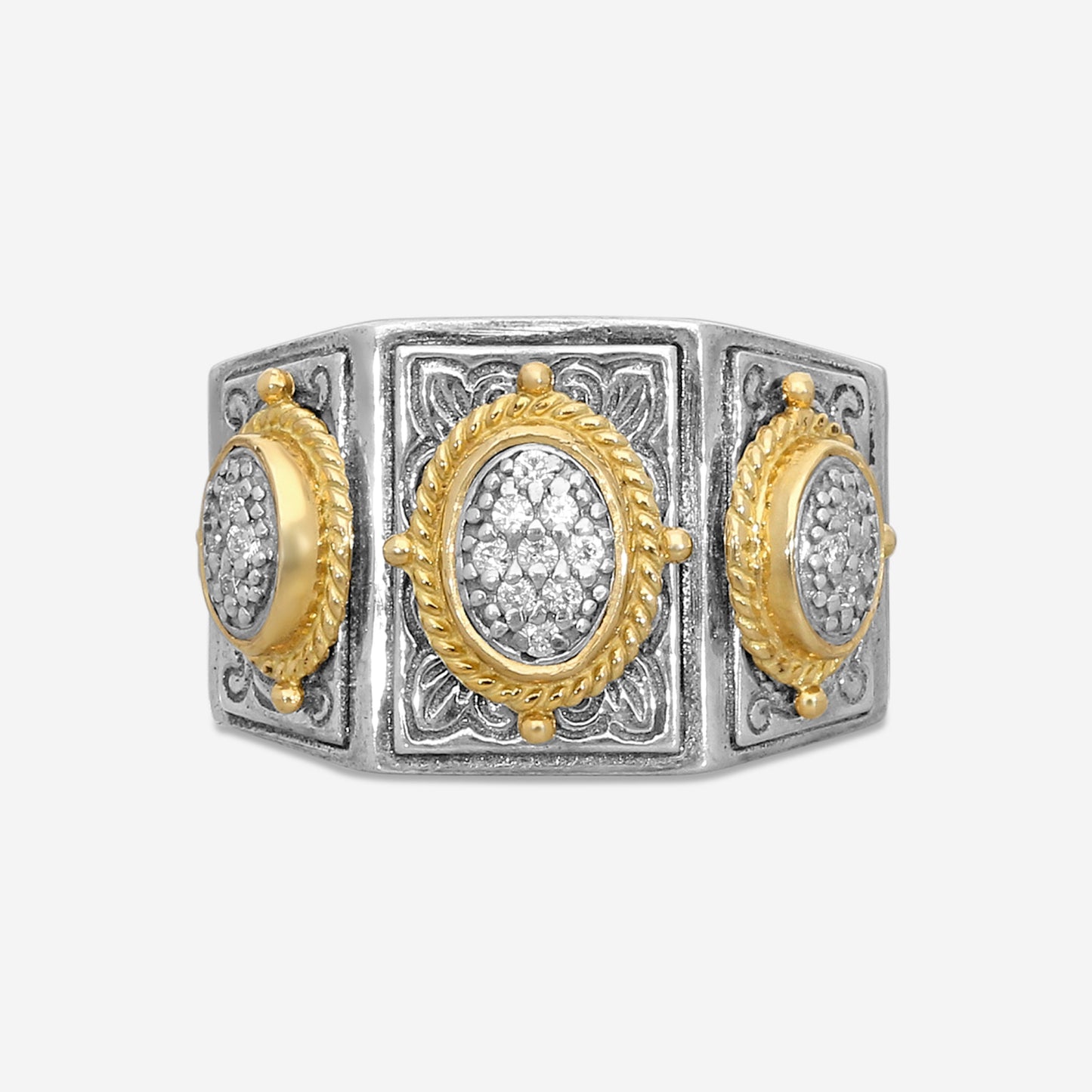 KONSTANTINO – “Dia Classi” Sterling Silver & 18K Yellow Gold, Diamond Ring (DIA: 0.210 ct. twd.) – DMK1803-109 S7

Ring Size: 7.0
Width: 0.19 in.