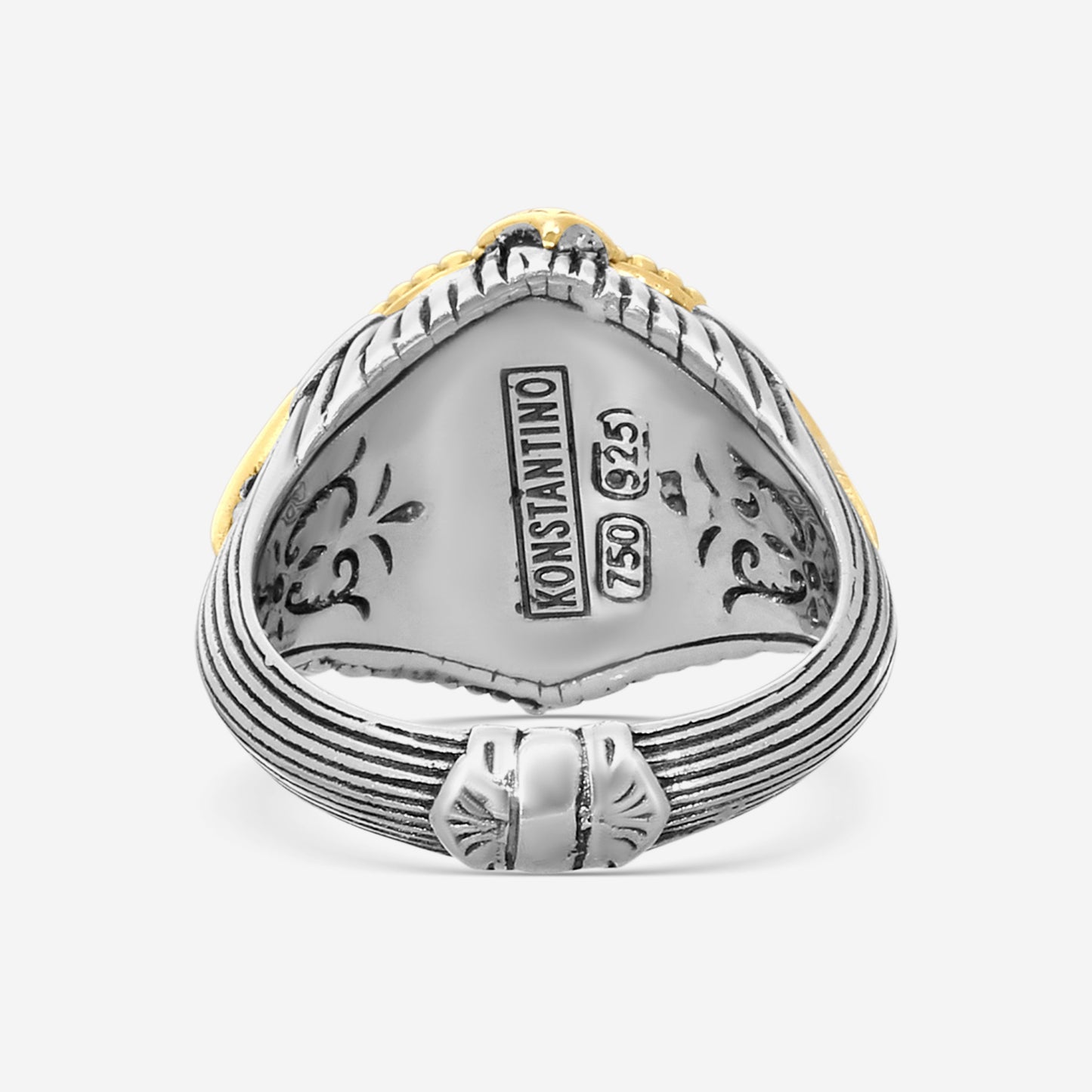 "KONSTANTINO – “Gen K 2” Sterling Silver & 18K Yellow Gold, Pink Corundum Doublet Ring (PCD: 9.5 mm) – DMK2151-652 S7  Center (PCD): 9.5 mm Ring Size: 7.0 Width: 0.12 in."