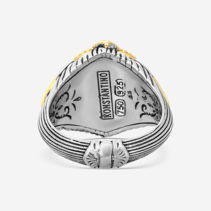 "KONSTANTINO – “Gen K 2” Sterling Silver & 18K Yellow Gold, Pink Corundum Doublet Ring (PCD: 9.5 mm) – DMK2151-652 S7  Center (PCD): 9.5 mm Ring Size: 7.0 Width: 0.12 in."