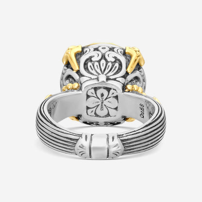 "KONSTANTINO – “Gen K 2” Sterling Silver & 18K Yellow Gold, Yellow Agate Triplet Ring (YAT: 14 mm) – DMK2154-649 S7  Center (YAT): 14 mm Ring Size: 7.0 Width: 0.12 in."