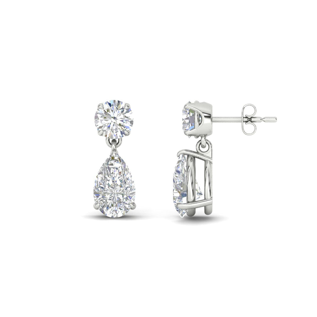 Round And Pear Drop Stud Earrings