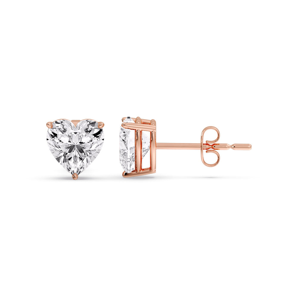 Heart Shaped 3 Prong Basket Stud Earring