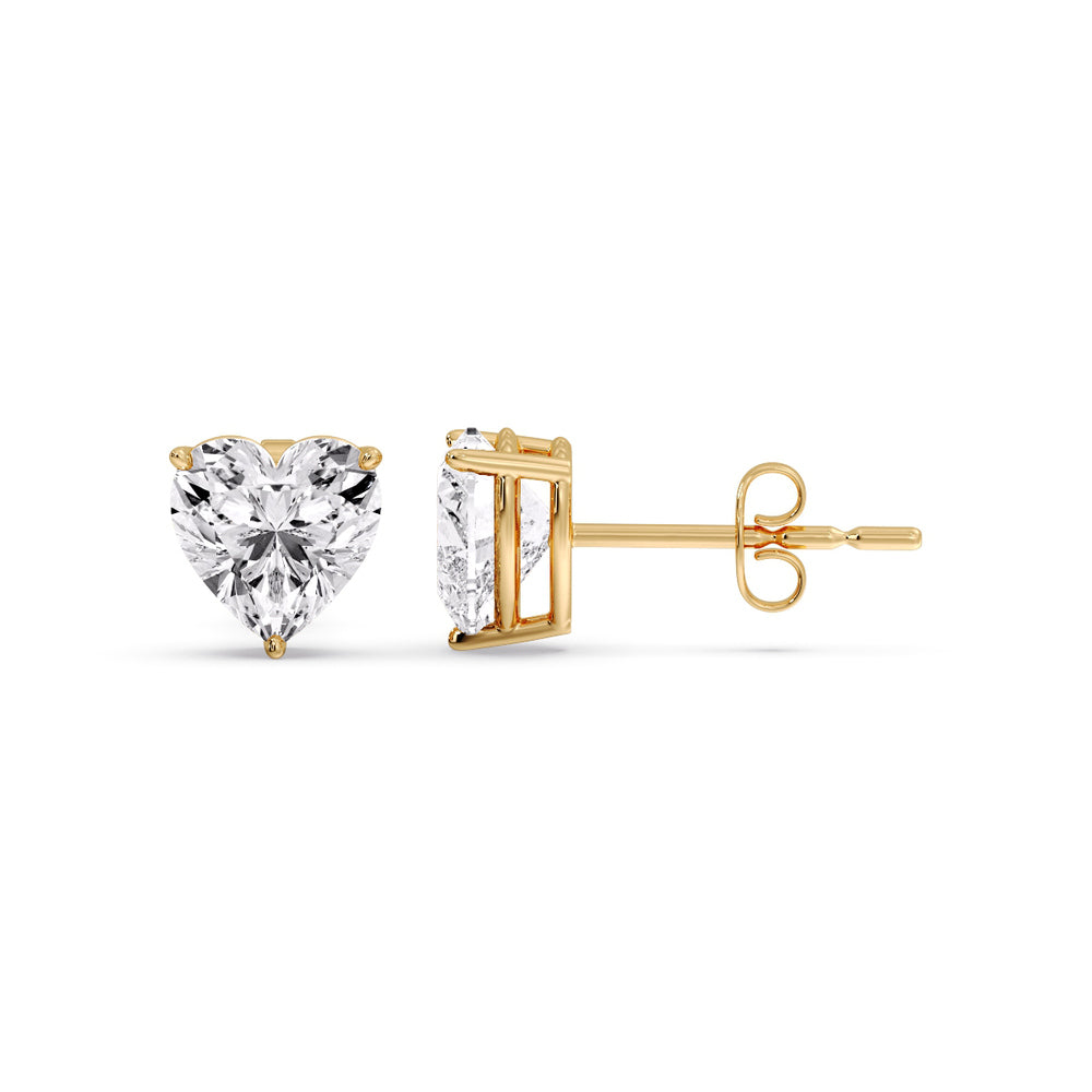 Heart Shaped 3 Prong Basket Stud Earring