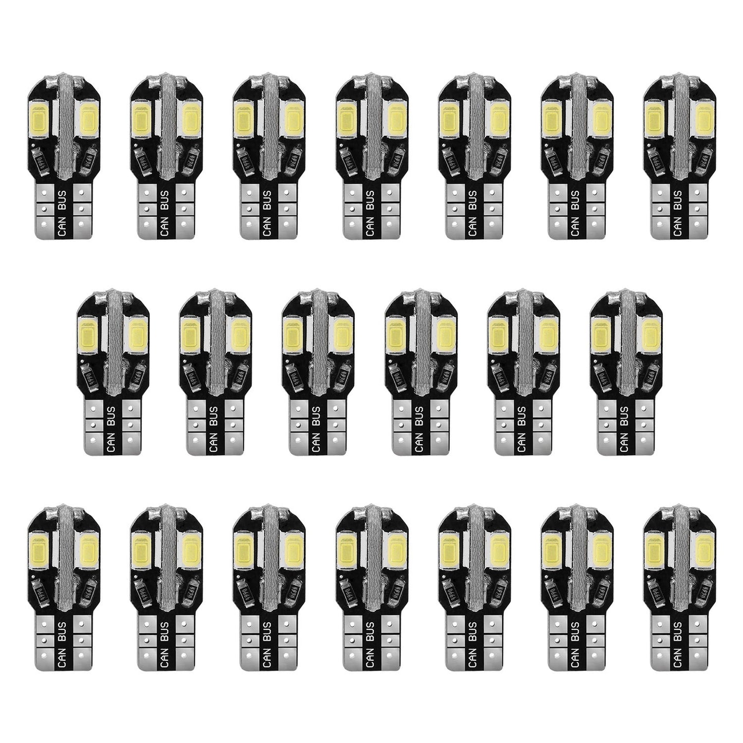 20Pcs T10 SMD5730 LED Light Bulbs 6000K Wedge Light Lamps Dome Map License Plate Car Interior Festoon Lights Kits